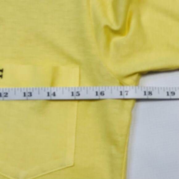 Jacques Fath Polo Shirt Mens Small Yellow Paris Boutique JF Pocket Retro Mod 60s - Picture 9 of 9